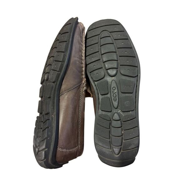 Men’s 45 Ecco brown leather driving shoe slip on loafer comfort main image 4